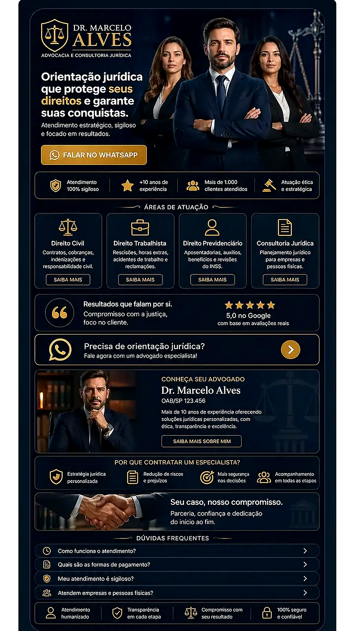 Modelo de site de bio para advogado com contato direto pelo WhatsApp
