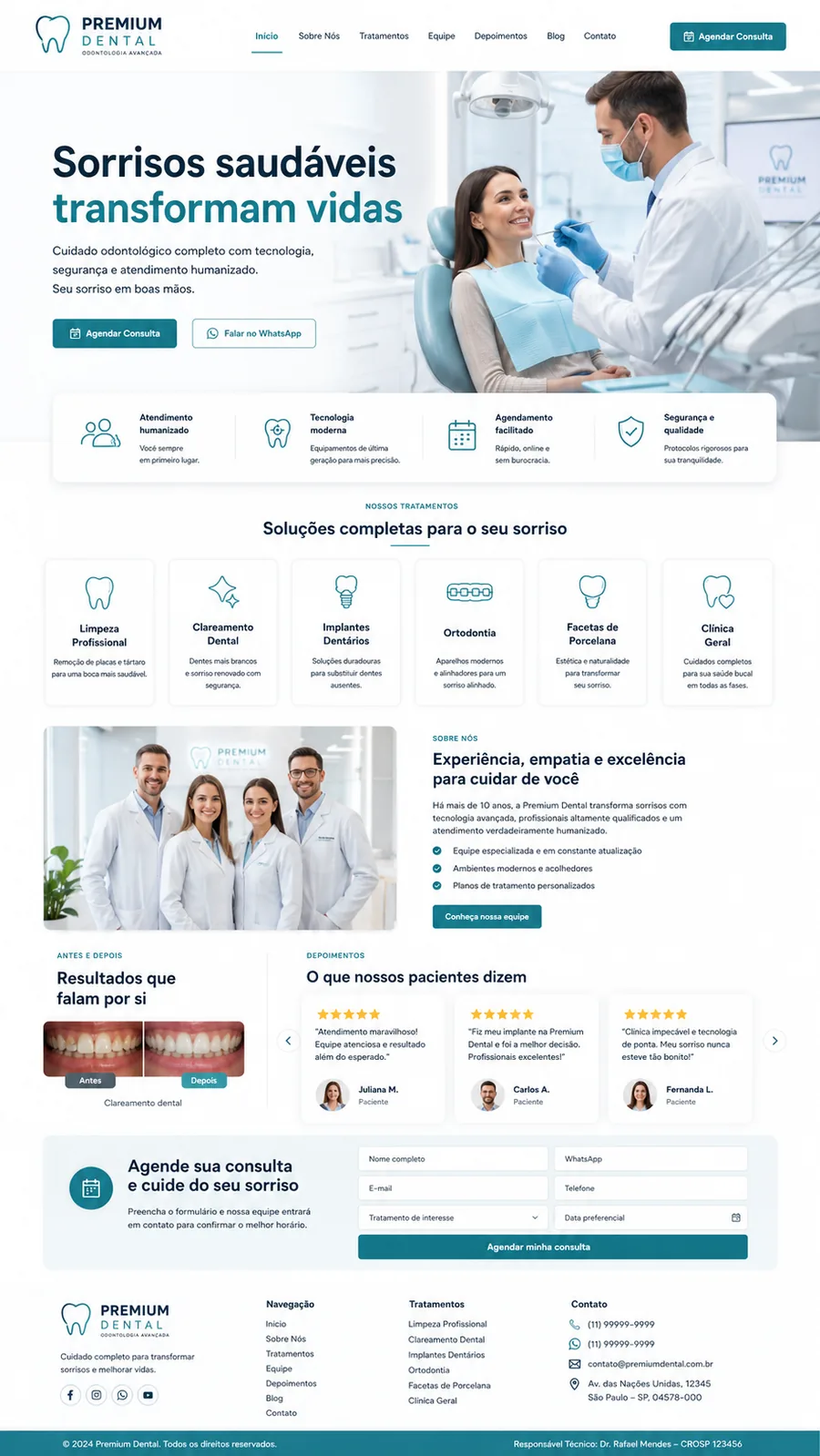 Modelo de site para clínica odontológica