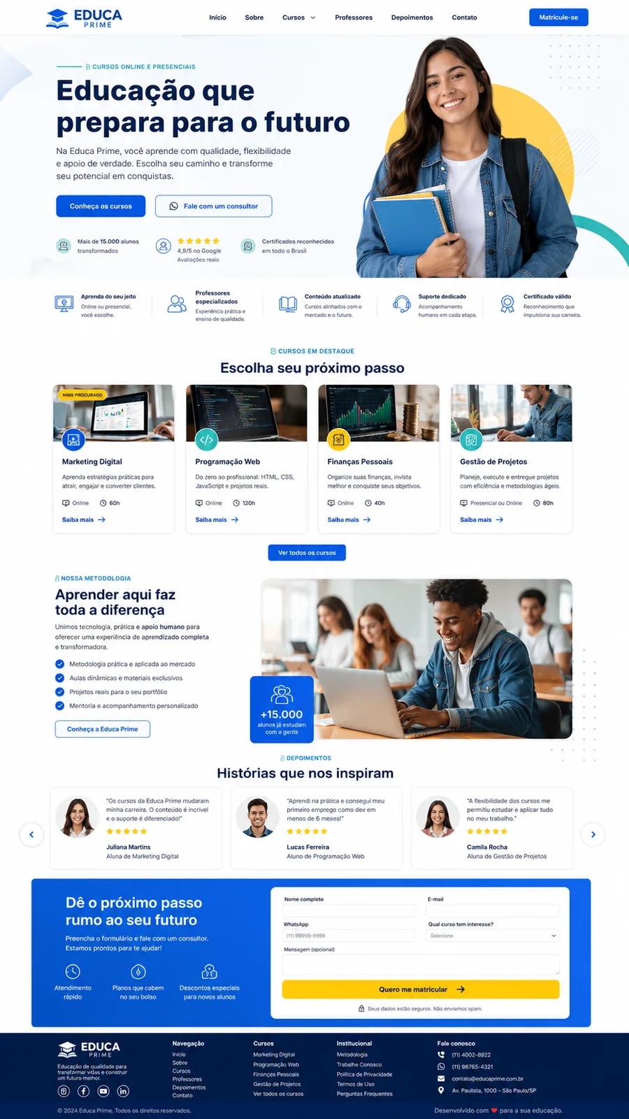 Modelo de site para escola e cursos