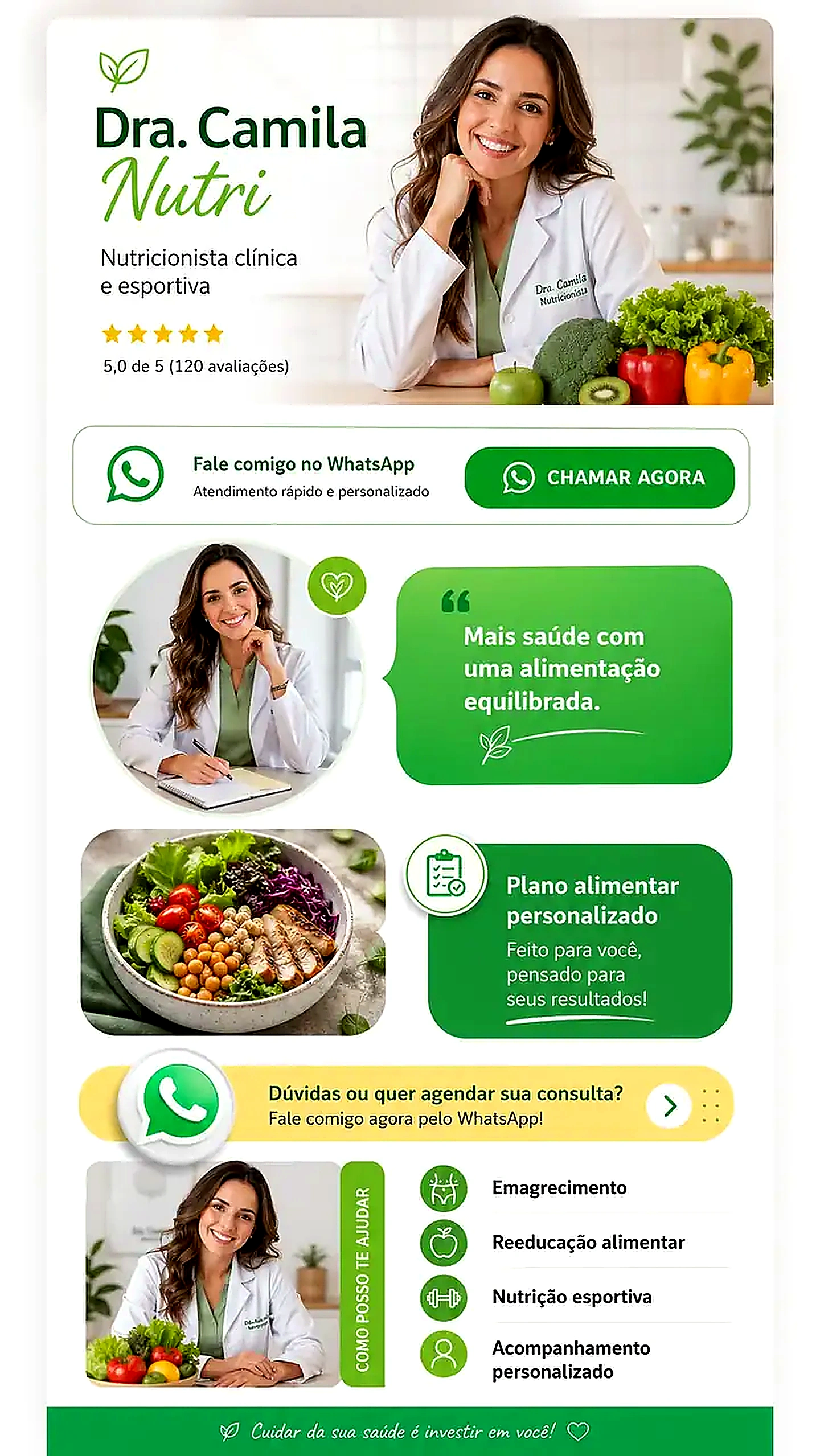 Modelo de site de bio para nutricionista com estrutura digital para Google, IA e conversão