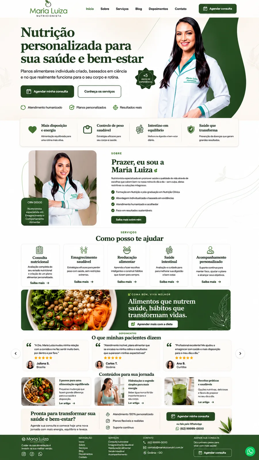 Modelo de site para nutricionista e saúde